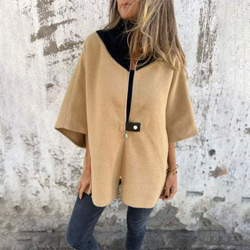Naisten rento Stand Collar Half-zip takki
