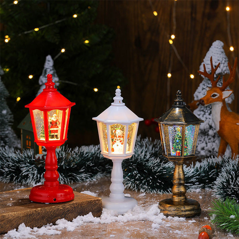 Julljusande snönattlampa med musik