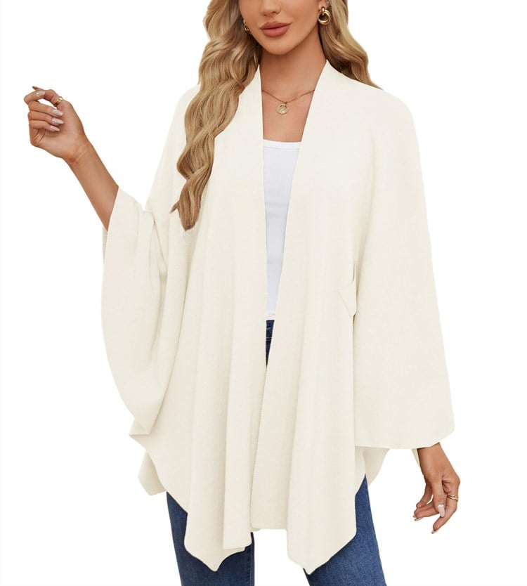 Elegantti edestä avoin kietaisuneule ja poncho