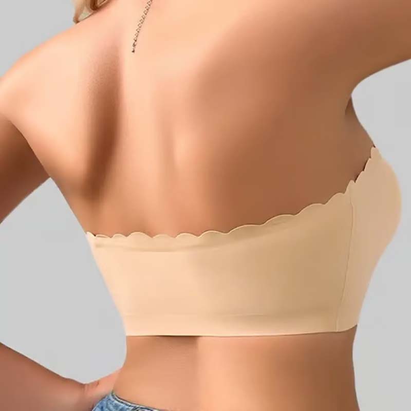Saumaton etukiinnitys olkaimilla ja bandeau-rintaliivillä