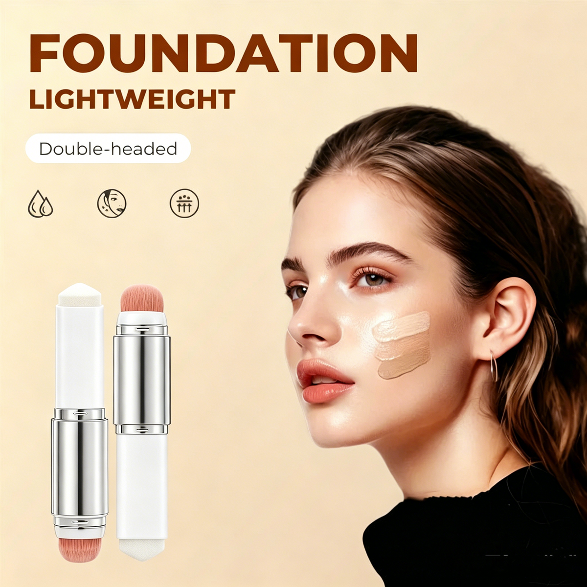 🎁Sista dagen KÖP 1 FÅ 2 GRATIS🎉Cover Cream Stick V med avtagbar borste - Koreansk hudvårdsfärgförändrande foundationstift med kollagenkapslar
