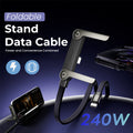 ⚡2-i-1 osynlig laddningskabel – 240W snabbladdningskabel med inbyggt telefonstativ
