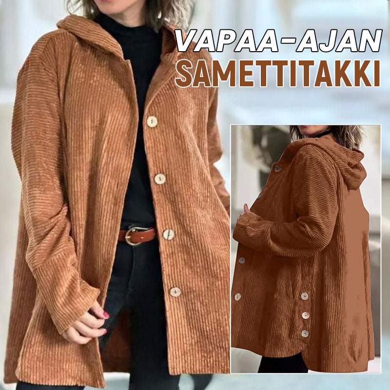🍂 Rento samettitakki hupulla syksyyn 🧥