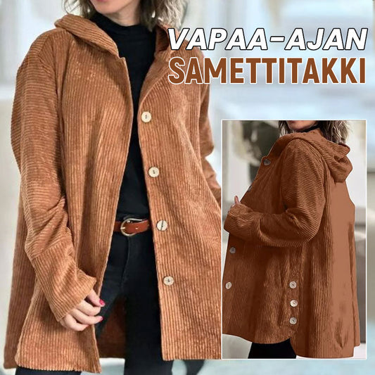 🍂 Rento samettitakki hupulla syksyyn 🧥