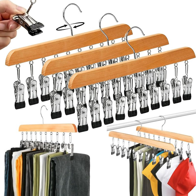 Clothes hanger with clips