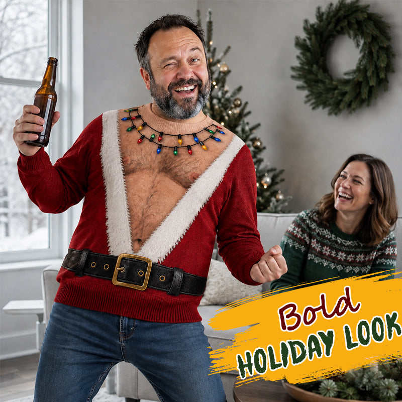 🎅 Rolig jultomteskjorta med långa ärmar | Rolig festskjorta till julen