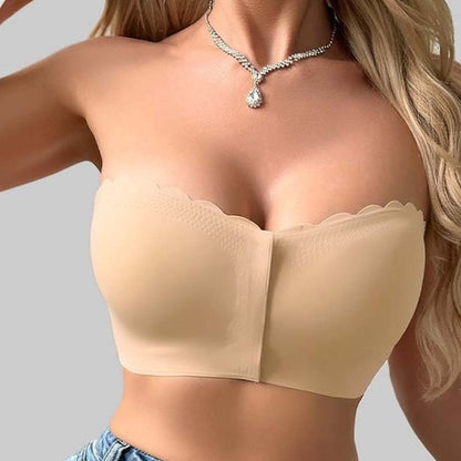 Saumaton etukiinnitys olkaimilla ja bandeau-rintaliivillä