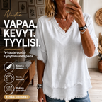 \n Naisten V-kaula-aukkoinen vapaa-ajan lyhythihainen paita\n – nordlmorning