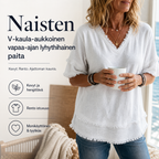 \n Naisten V-kaula-aukkoinen vapaa-ajan lyhythihainen paita\n – nordlmorning