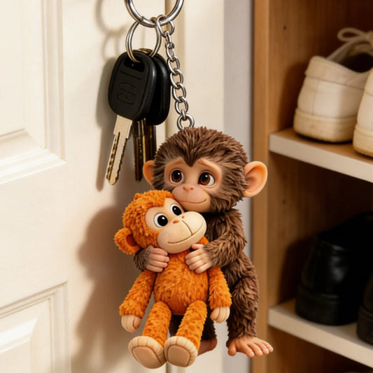 Apinaa halaava akryylinen avaimenperä - lahja perheelle, ystäville, rakkaille