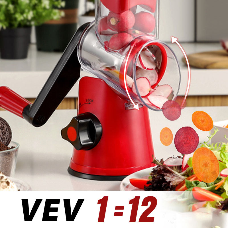 3 in 1 pyörivä juustoleikkuri ja vihannesraastin