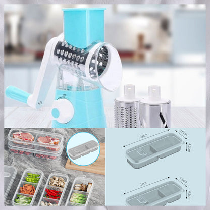 3 in 1 pyörivä juustoleikkuri ja vihannesraastin