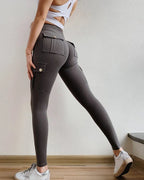 🔥 Sexiga stretchleggings med ficka för kvinnor Fitness Träningsbyxor