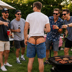 Roliga badshorts i leopardmönster, som ser ut som denim | Originala badshorts med optisk illusion