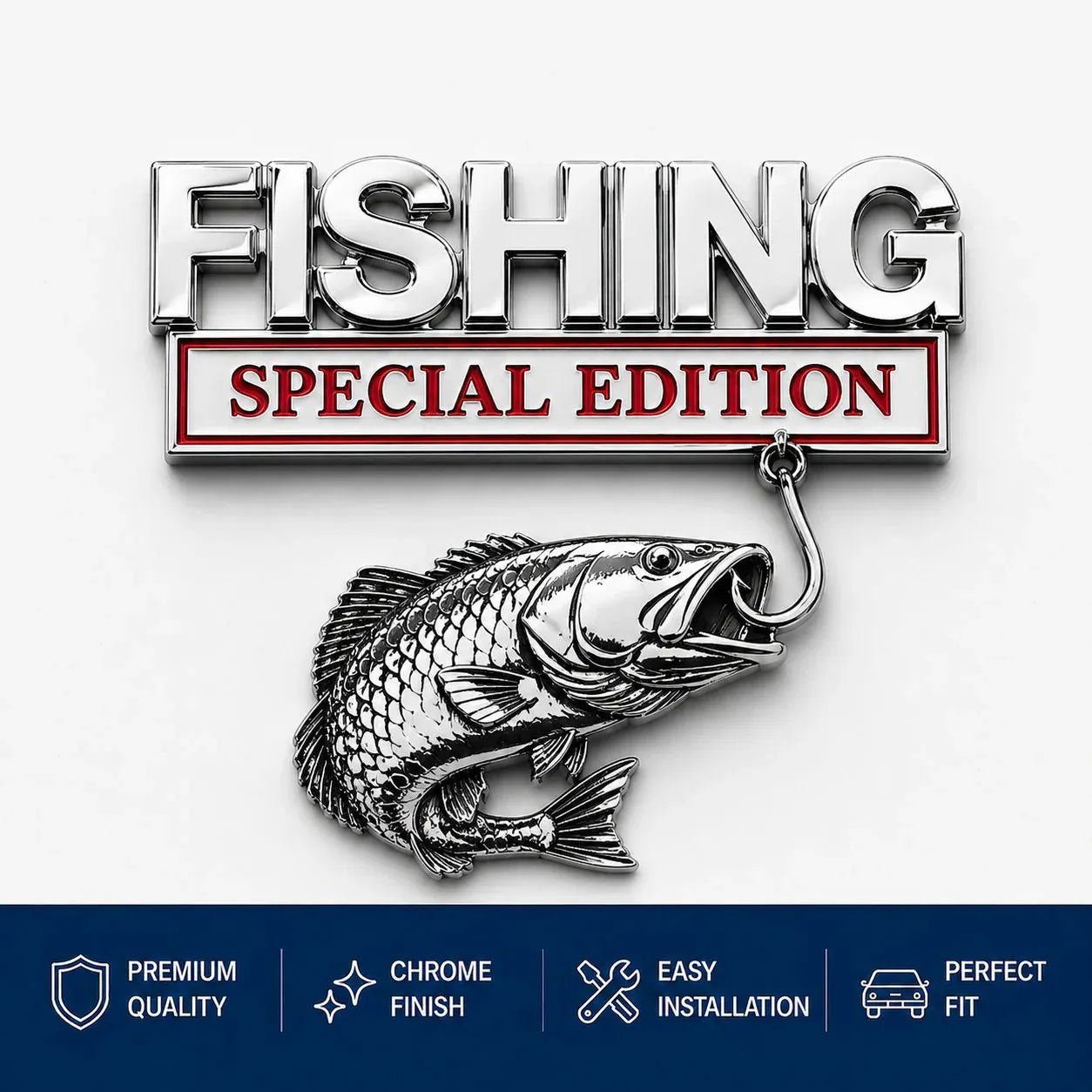 🎣 Fishing Special Edition Premium 3D Metal Vehicle Emblem Badge