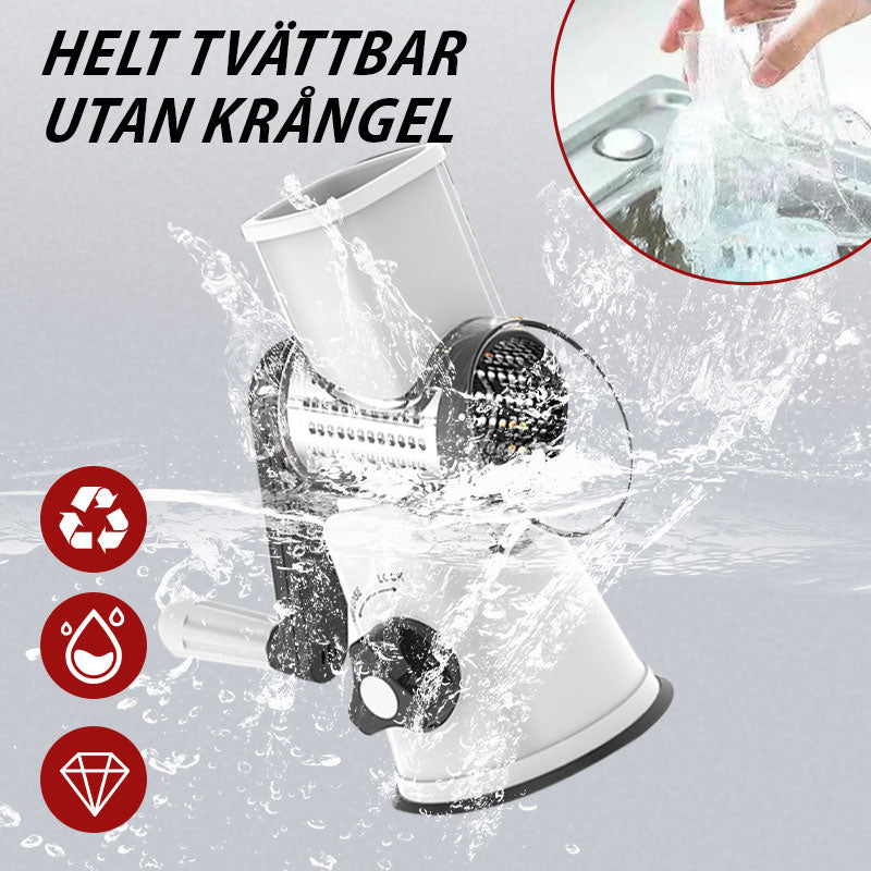 3 in 1 pyörivä juustoleikkuri ja vihannesraastin