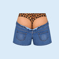 Roliga badshorts i leopardmönster, som ser ut som denim | Originala badshorts med optisk illusion
