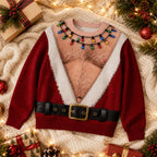 🎅 Rolig jultomteskjorta med långa ärmar | Rolig festskjorta till julen