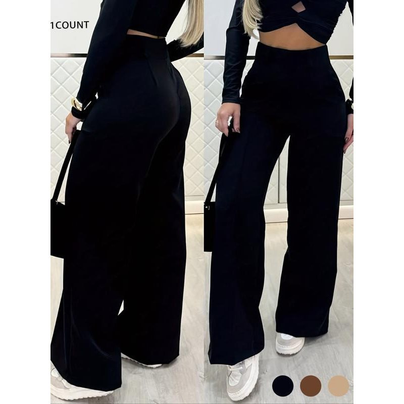 🌟👖 Tyylikkäät naisten housut korkealla vyötäröllä - rypyttömät ja kestävät toimistoon ja arkeen 🌿✨
