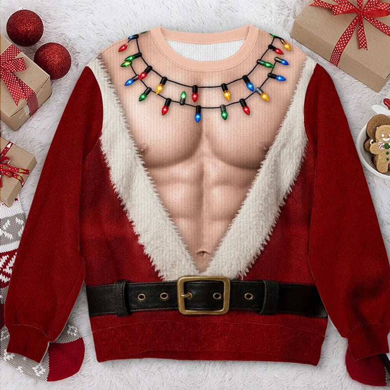 🎅 Rolig jultomteskjorta med långa ärmar | Rolig festskjorta till julen