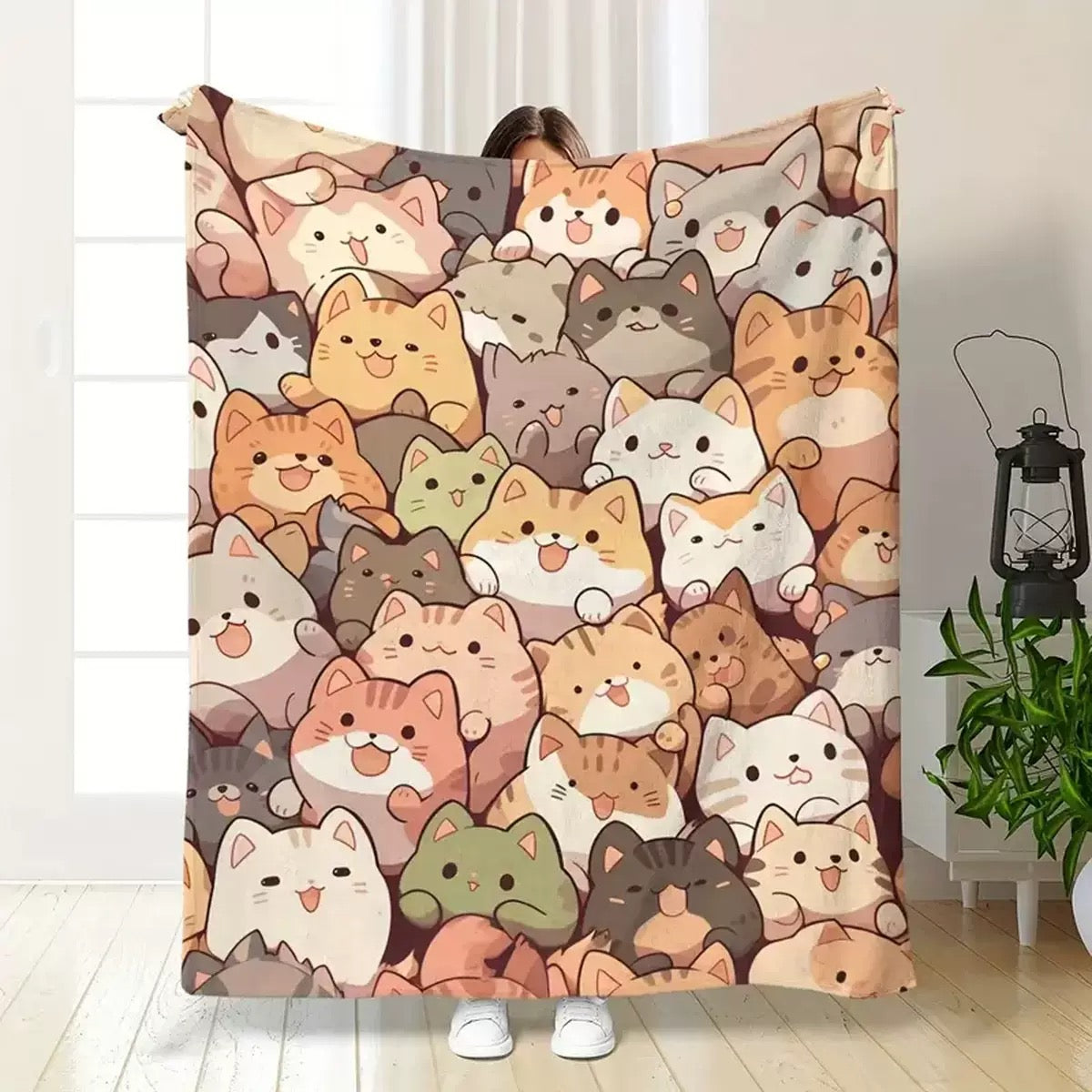 🎁 Söpö hymyilevä dinosauruskuvioinen flanellipeitto