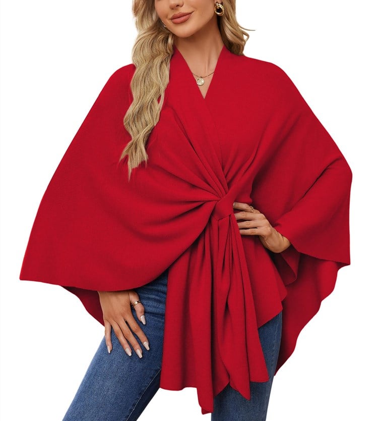 Elegantti edestä avoin kietaisuneule ja poncho