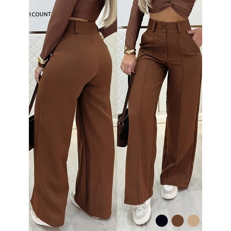 🌟👖 Tyylikkäät naisten housut korkealla vyötäröllä - rypyttömät ja kestävät toimistoon ja arkeen 🌿✨