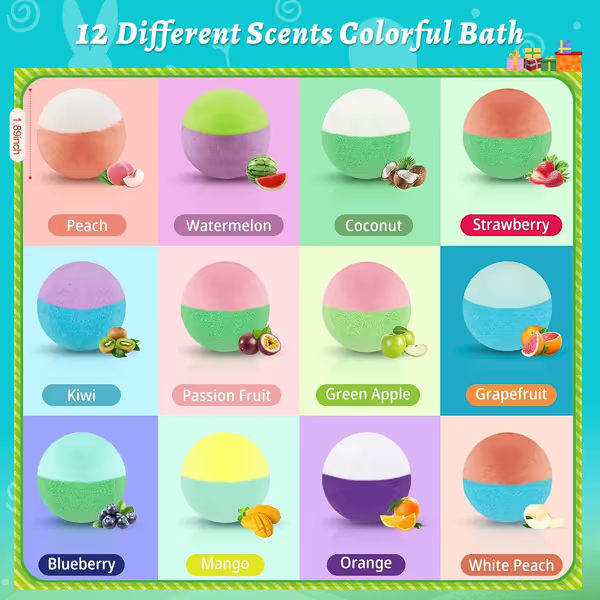 🛁 Luonnollinen kylpyvaahtopallo lapsille, extrasuuret kuplat, sisältää yllätyksen 🥚