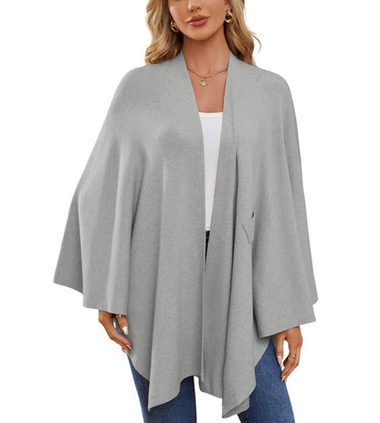 Elegantti edestä avoin kietaisuneule ja poncho