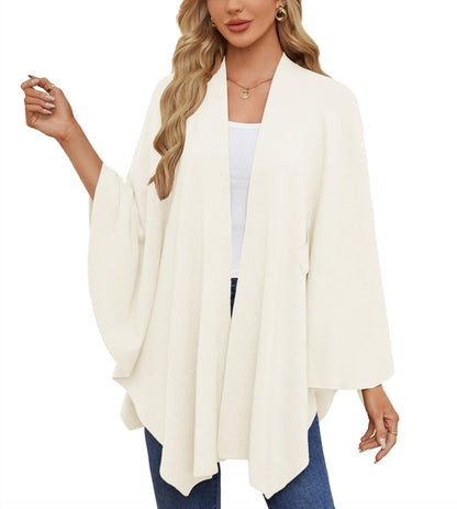 Elegantti edestä avoin kietaisuneule ja poncho