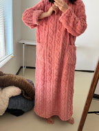 💟En varm present🎀Vinterkläder i korallrosa sammet🔥