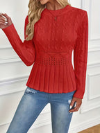 ⏳Tidsbegränsat 50 % rabatt⏰Damernas grovstickade peplumtröja med rund hals🧶👚✨