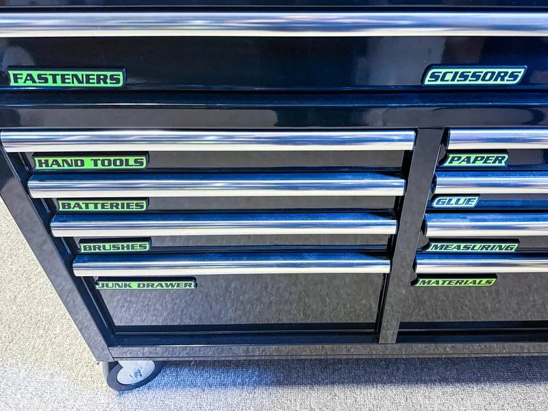 Custom Premium Magnetic Toolbox Labels for Tool Organization - 12 Pack of High Quality 3D Printed Personalized Magnets