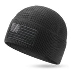 American Flag Embroidery Waffle Watch Cap