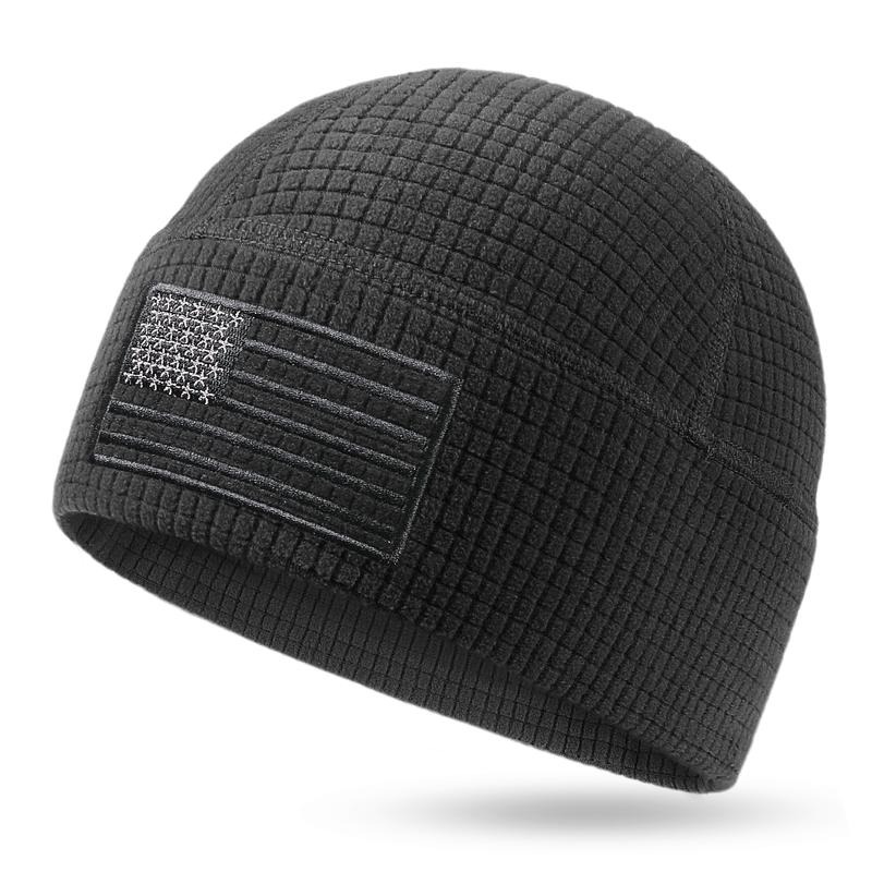 American Flag Embroidery Waffle Watch Cap