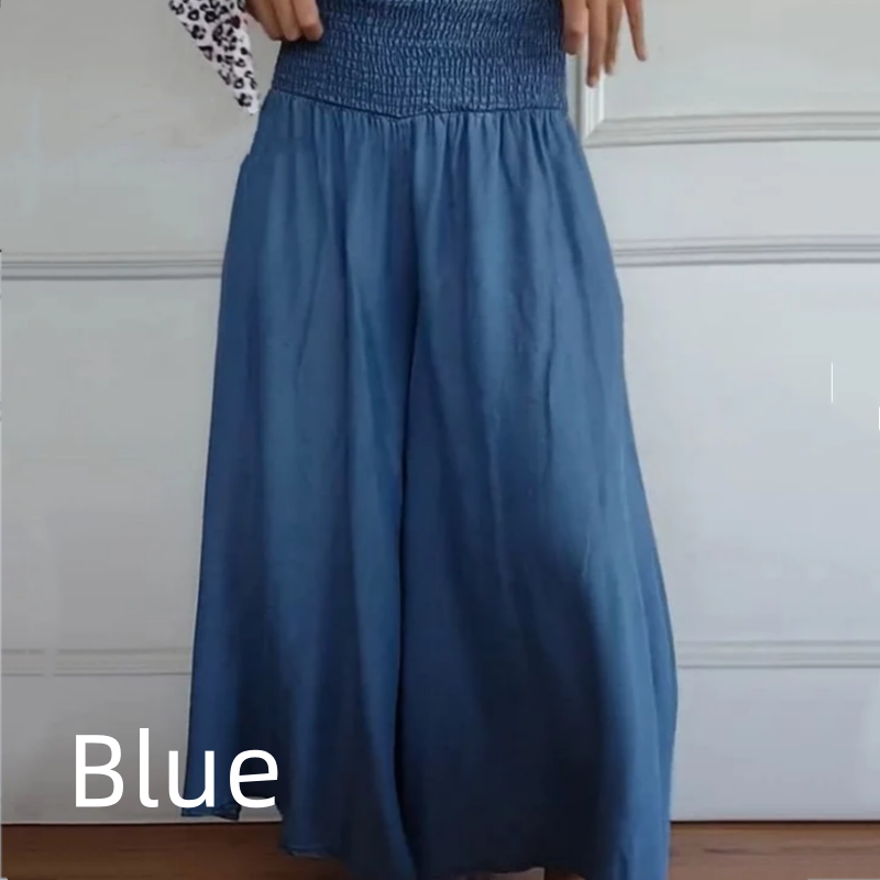 ⏳Tidsbegränsad rabatt✈️Trendiga Hög Midja Vida Ben Jeans för Kvinnor med Fickor