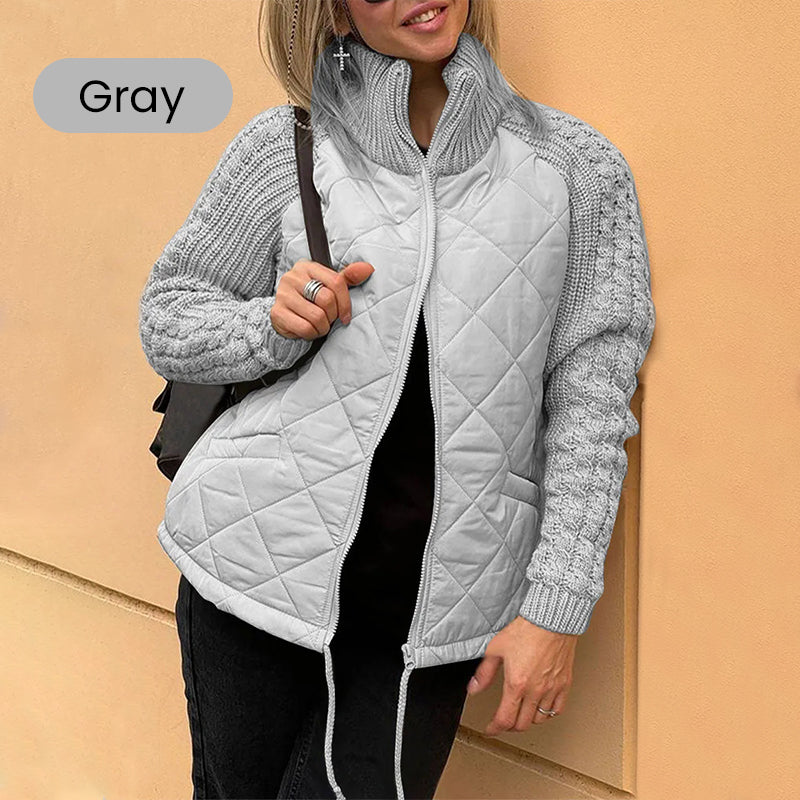 🎁Joulumyynti☃️2025 Uusi naisten neulottu Patchwork Puffy takki
