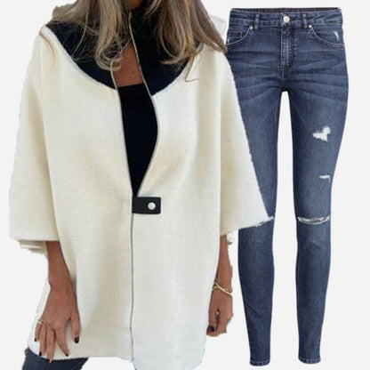 Naisten rento Stand Collar Half-zip takki