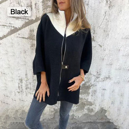 Naisten rento Stand Collar Half-zip takki
