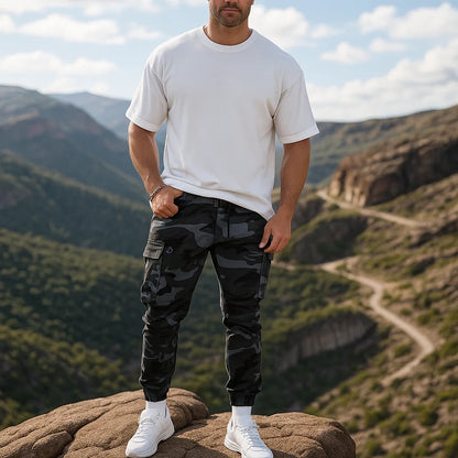 Laadukkaat naamiointikuvioiset miesten housut