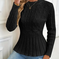 ⏳Tidsbegränsat 50 % rabatt⏰Damernas grovstickade peplumtröja med rund hals🧶👚✨