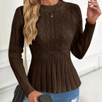 ⏳Tidsbegränsat 50 % rabatt⏰Damernas grovstickade peplumtröja med rund hals🧶👚✨