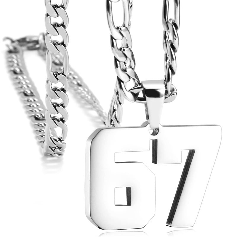 🔥Hett Rea✨ 67 Nummer Hängsmycke Halsband – Modeuttryck