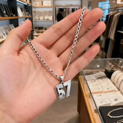 🔥Hett Rea✨ 67 Nummer Hängsmycke Halsband – Modeuttryck