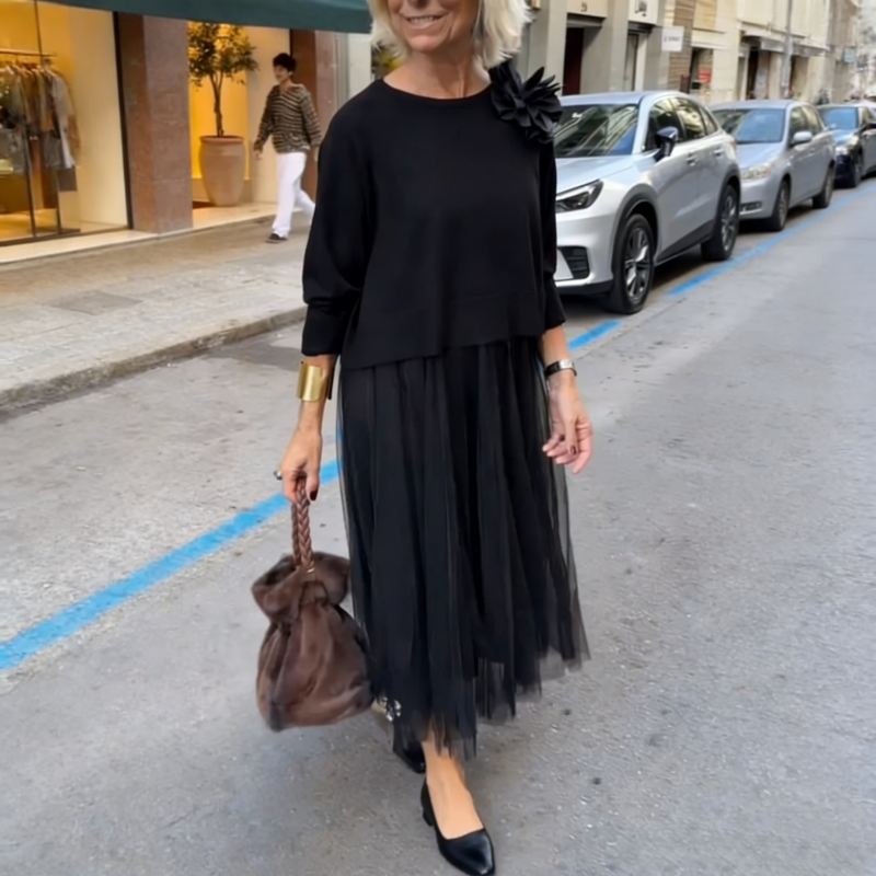 👗 Långärmad topp och ärmlös klänning för kvinnor, 2-delat set – För den perfekta, eleganta looken varje dag! ✨