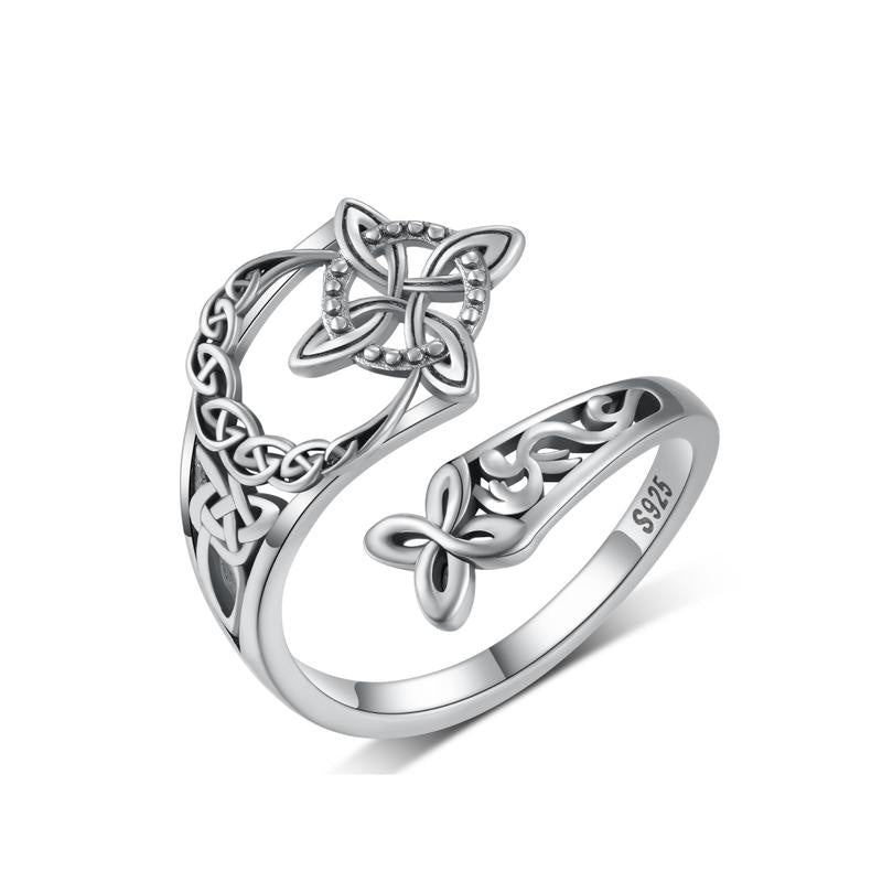 🧡 S925 Sterlingsilver Öppen ring med keltisk knut