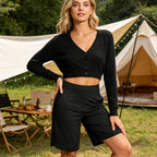 ⚡ 50% REA - TIDBEGRÄNSAT ERBJUDANDE! Yogashorts för damer med hög midja och fickor
