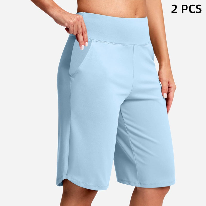 ⚡ 50% REA - TIDBEGRÄNSAT ERBJUDANDE! Yogashorts för damer med hög midja och fickor