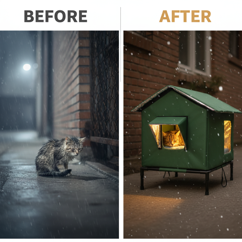 🏠 RAJOITETUN AJAN 50 % ALENNUS! 🐈 Säänkestävä, koholla oleva ulkokissankoppi – Vedenpitävä, eristetty, kokoontaitettava 🌧️