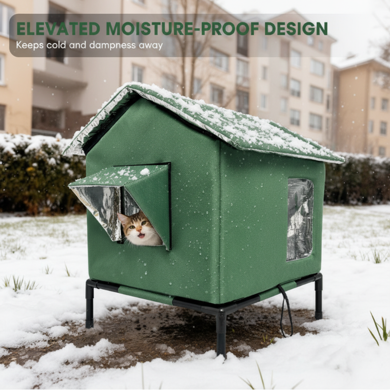 🏠 RAJOITETUN AJAN 50 % ALENNUS! 🐈 Säänkestävä, koholla oleva ulkokissankoppi – Vedenpitävä, eristetty, kokoontaitettava 🌧️